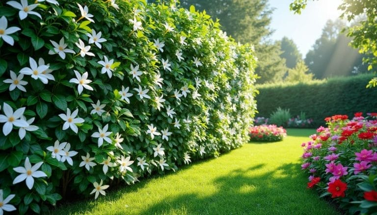 découvrez le jasmin étoilé, un brise-vue naturel qui sublimera votre jardin. apprécié pour son feuillage dense et ses fleurs parfumées, il offre à la fois intimité et élégance. transformez votre espace extérieur en un havre de paix avec cette plante grimpante appréciée par tous les jardiniers.